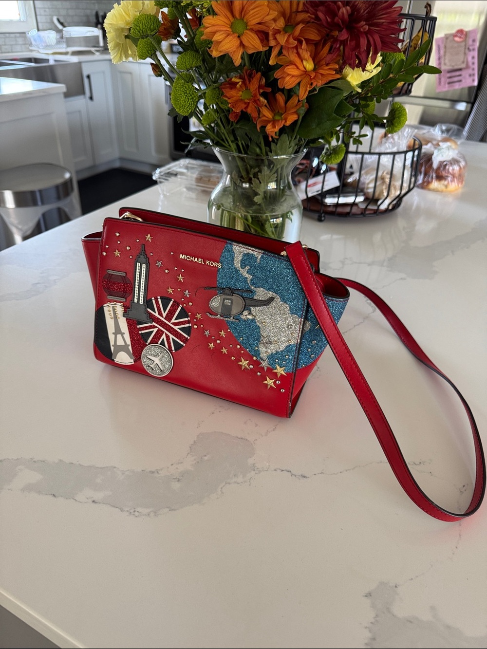 NEW Limited Edition Michael Kors Selma Nouveau Novelty Leather messenger bag.